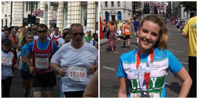 Lucy during her run, then looking pleased as punch with her medal!
